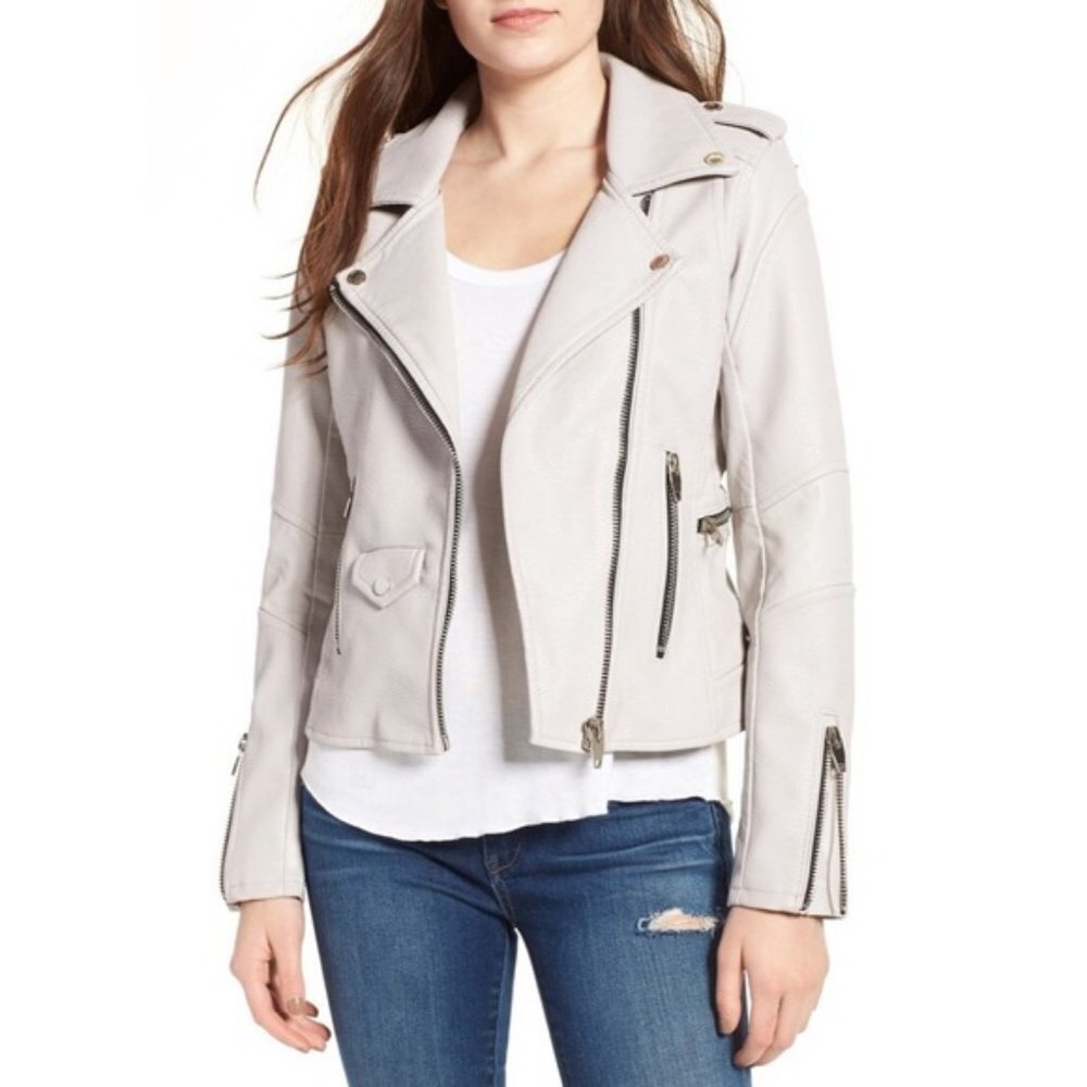 Blank NYC Easy Rider Faux Leather Moto Jacket Dove Gray Size Small - Picture 5 of 13